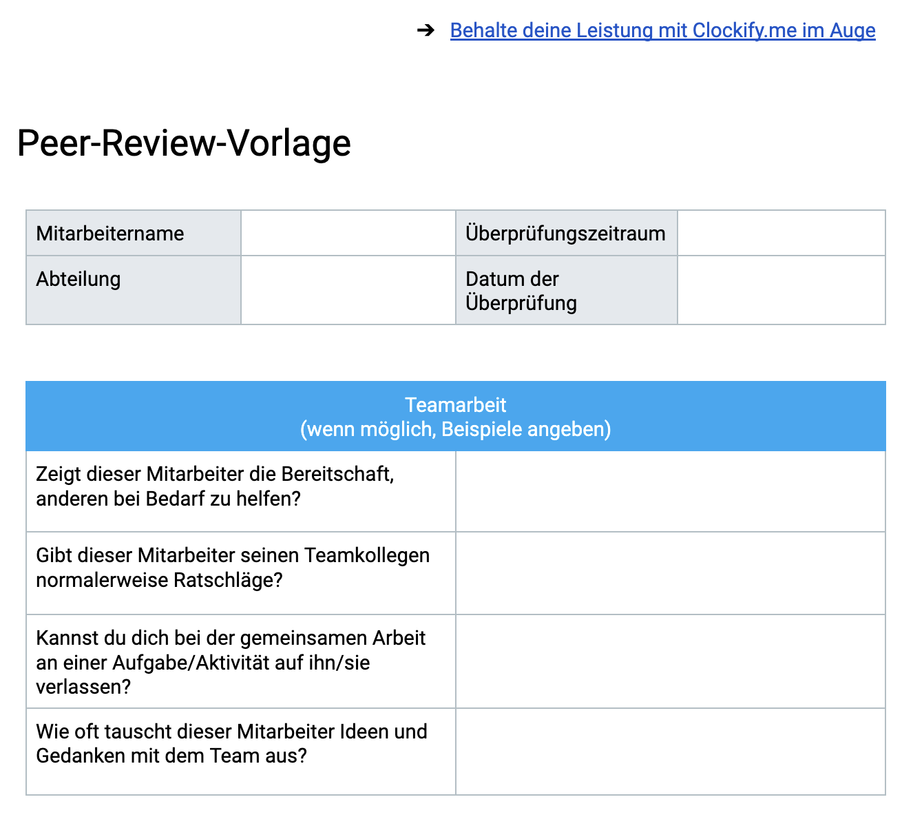 Peer review template